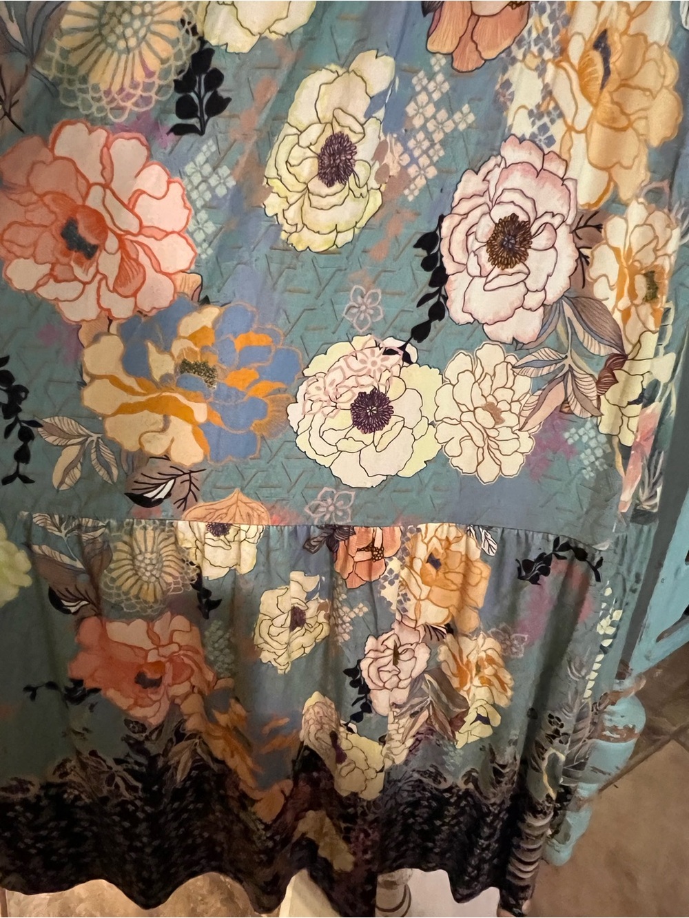 Johnny Was Millay Floral Swing Bamboo Short Sleeve Dress Medium M Boho Tiered - Picture 8 of 11